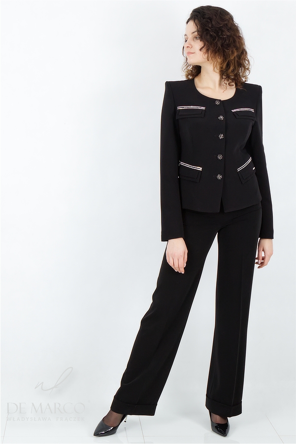 Timeless classic black women's formal business suit. Fashionable