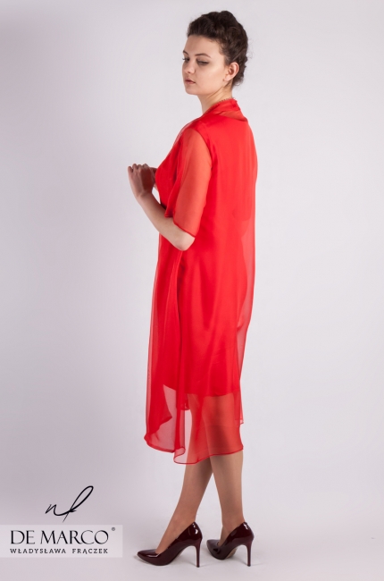 Red thin chiffon coat Gunn, Elegant women's clothing