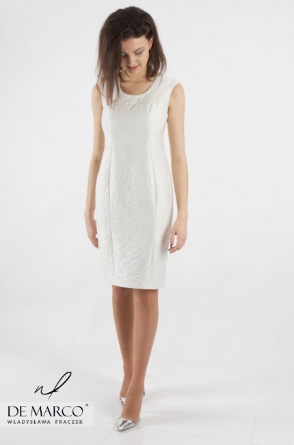 Beautiful jacquard dress in cream color Bella, Fashion for fluffy women