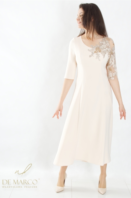 The most beautiful wedding dresses for mother, godmother, mother-in-law. Long formal wedding dresses in shades of white. De Marco tailoring