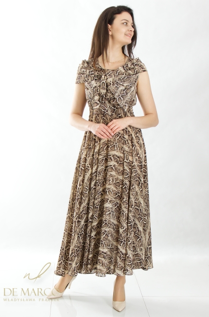 Romantic cocktail dress with a snakeskin shawl. De Marco online store