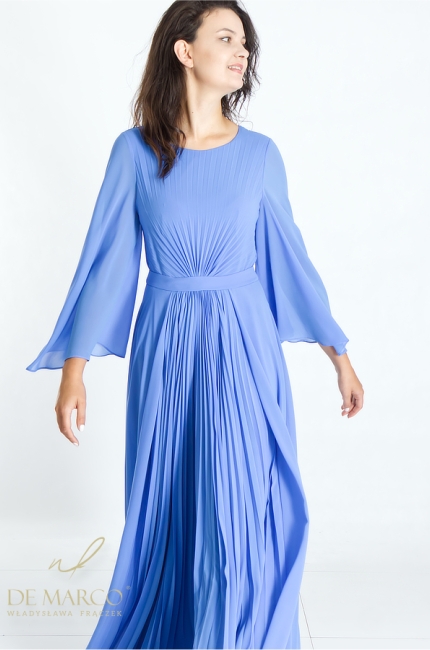 Figure-slimming blue outfits. The most beautiful slimming De Marco formal dresses