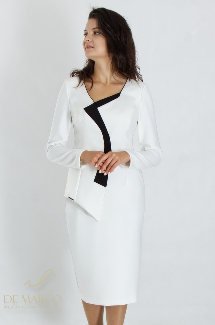 Exclusive minimalist black & white formal dress. Original diplomatic stylings by De Marco