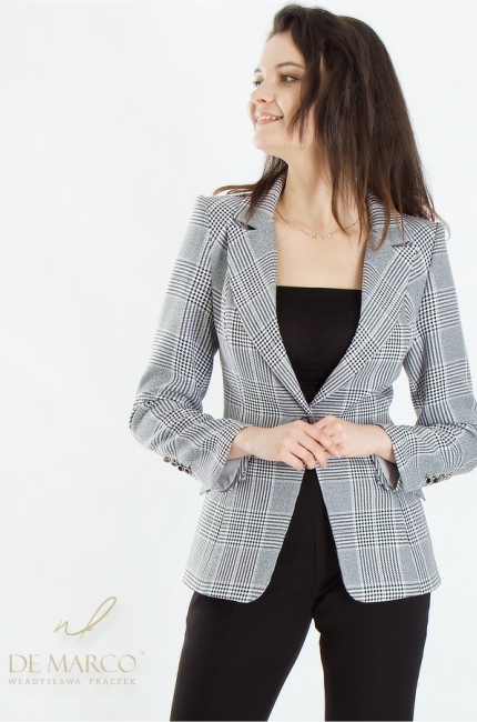 Luxury women's checked jackets made in Poland. De Marco online store