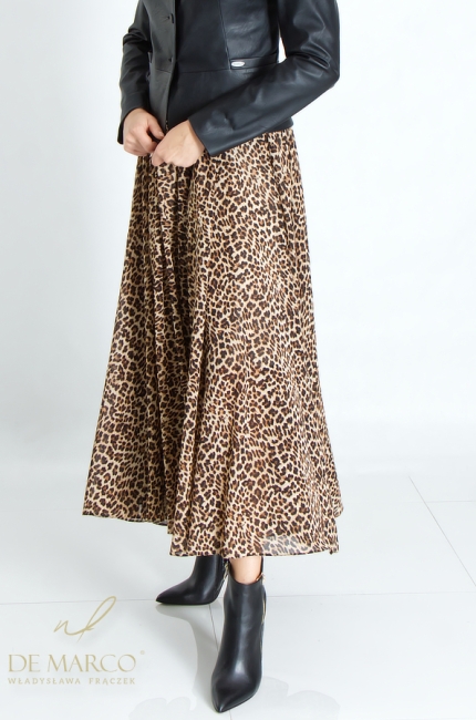 Romantic, bold, comfortable, formal, high-waisted leopard skirts. De Marco online store