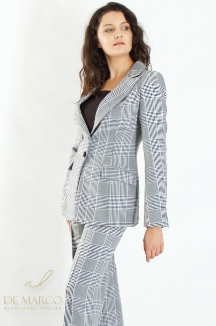 Modern women's two-piece sets with trousers. Fashionable Polish women's business suits De Marco