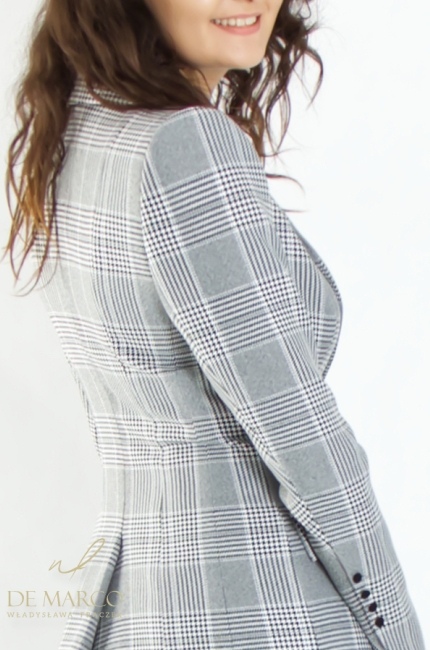 Exclusive grey women's checkered suit from the Polish manufacturer De Marco