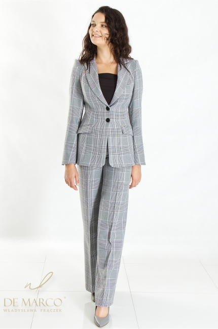 Luxurious women's formal suit in a fashionable check. De Marco online store