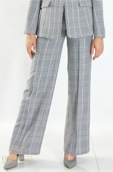 The most beautiful Polish women's suits, jacket with trousers in a fashionable check pattern. Tailoring by De Marco