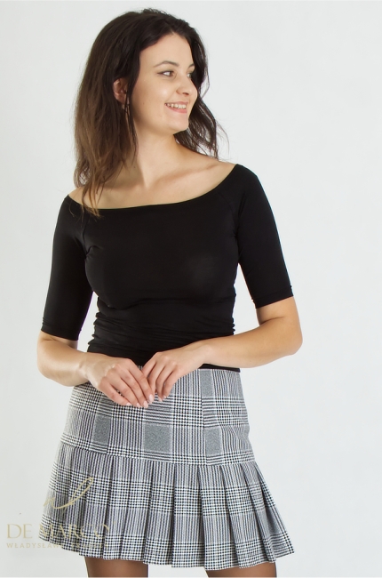 Pleated mini skirt in shades of gray check. De Marco online store