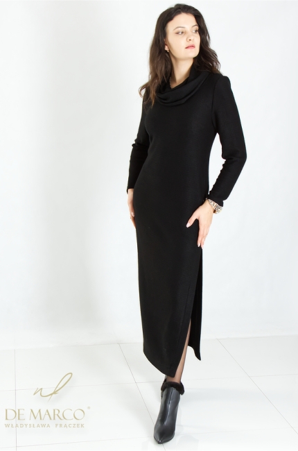 Long knit maxi dress basic. Elegant dresses for everyday and work. De Marco online store