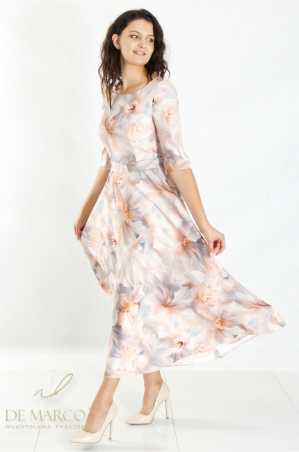 Romantic floral formal dress. Polish manufacturer De Marco