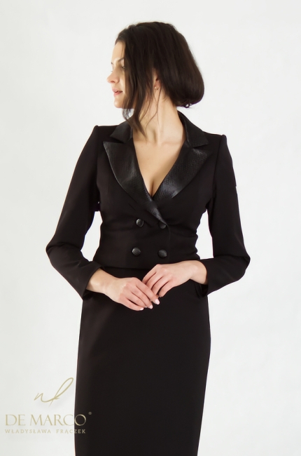What to wear to the anniversary awards gala? Stylish women's evening suits with a skirt by designer Władysława Frączek.