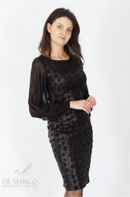 Elegant, modern short black dresses for parties, galas, and banquets. De Marco Online Store
